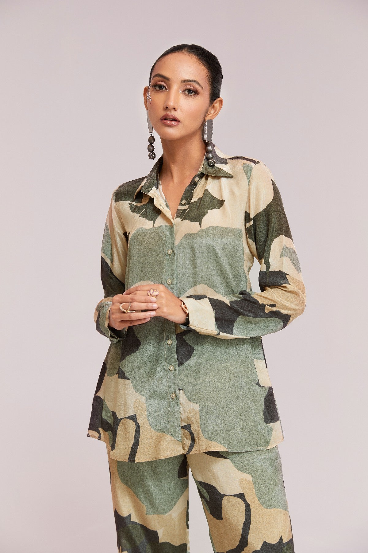 Multi-Color Printed Crepe Co-Ord Set - Ready To Wear Elegance - ETHNICDEAL