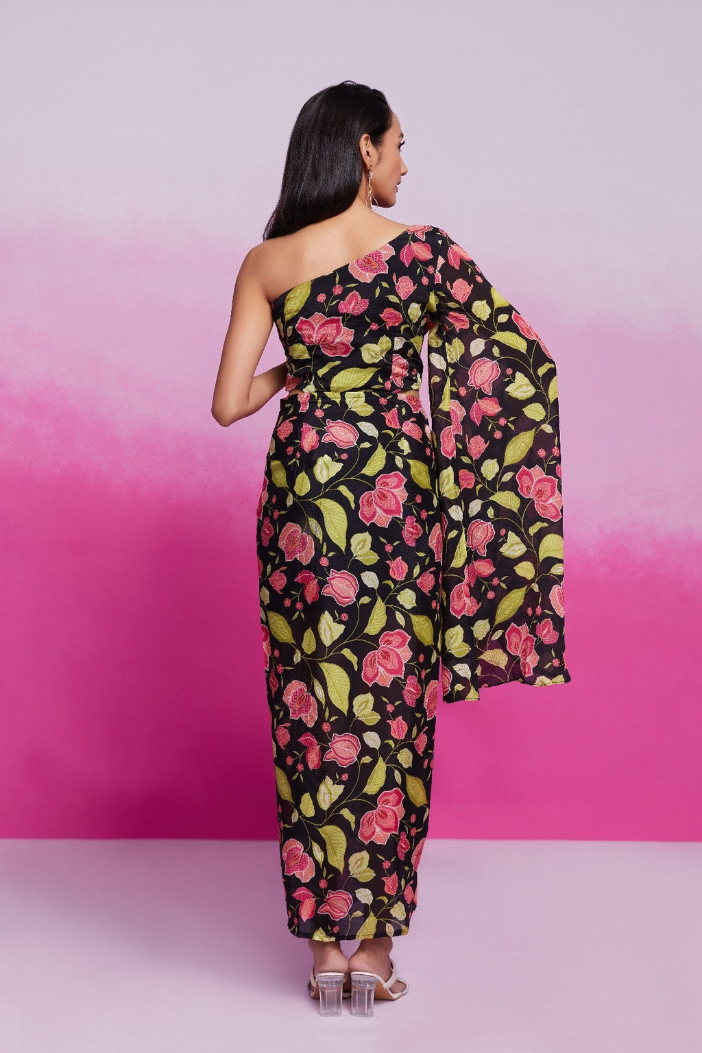 Timeless Charm Black Chinon Silk Co-Ord Set - ETHNICDEAL