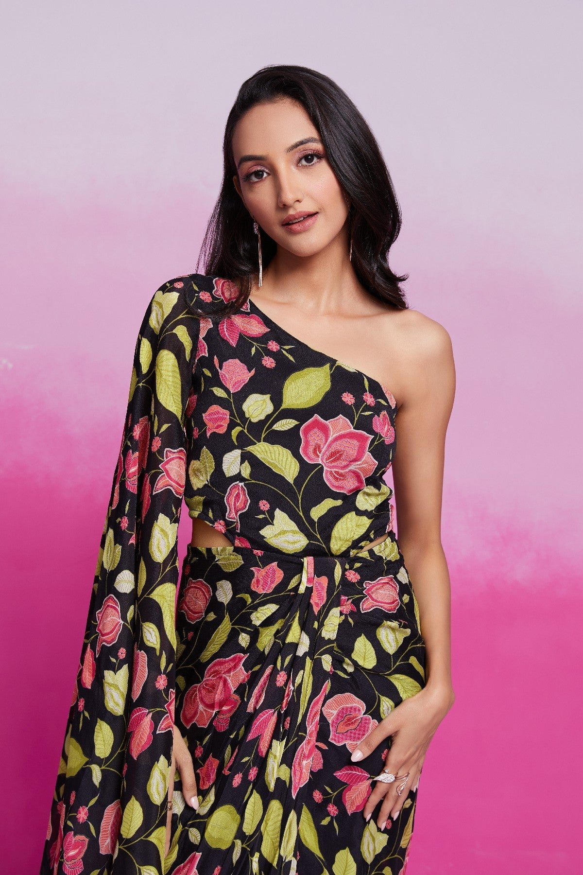 Timeless Charm Black Chinon Silk Co-Ord Set - ETHNICDEAL