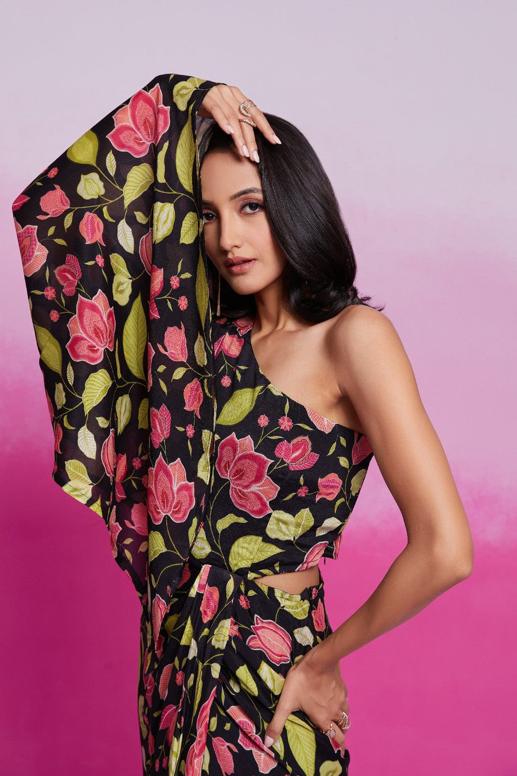 Timeless Charm Black Chinon Silk Co-Ord Set - ETHNICDEAL