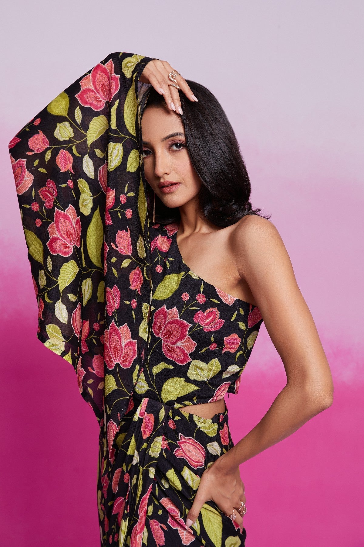 Timeless Charm Black Chinon Silk Co-Ord Set - ETHNICDEAL