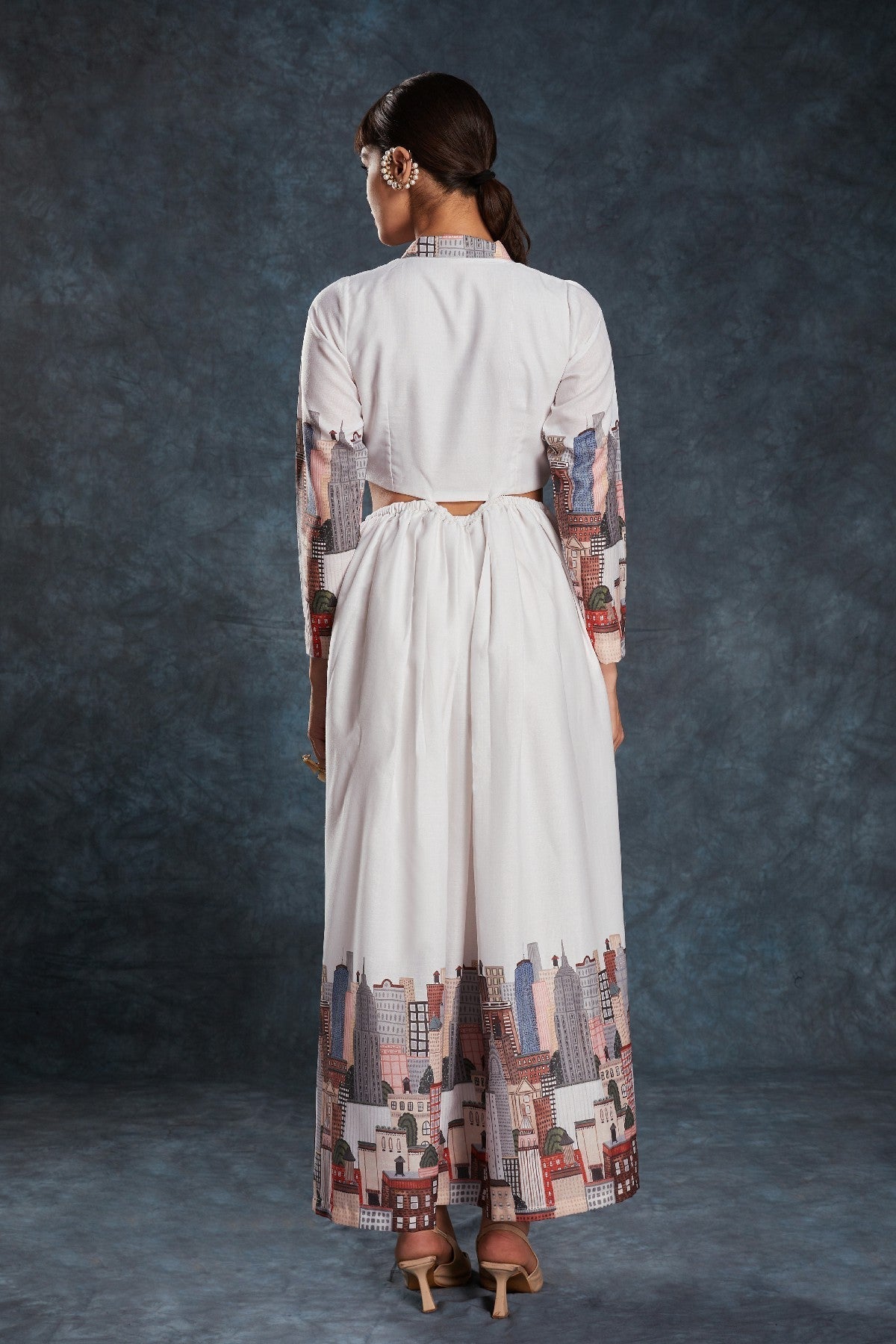 White Printed Linen Maxi Dress – Effortless Elegance in Every Step - ETHNICDEAL