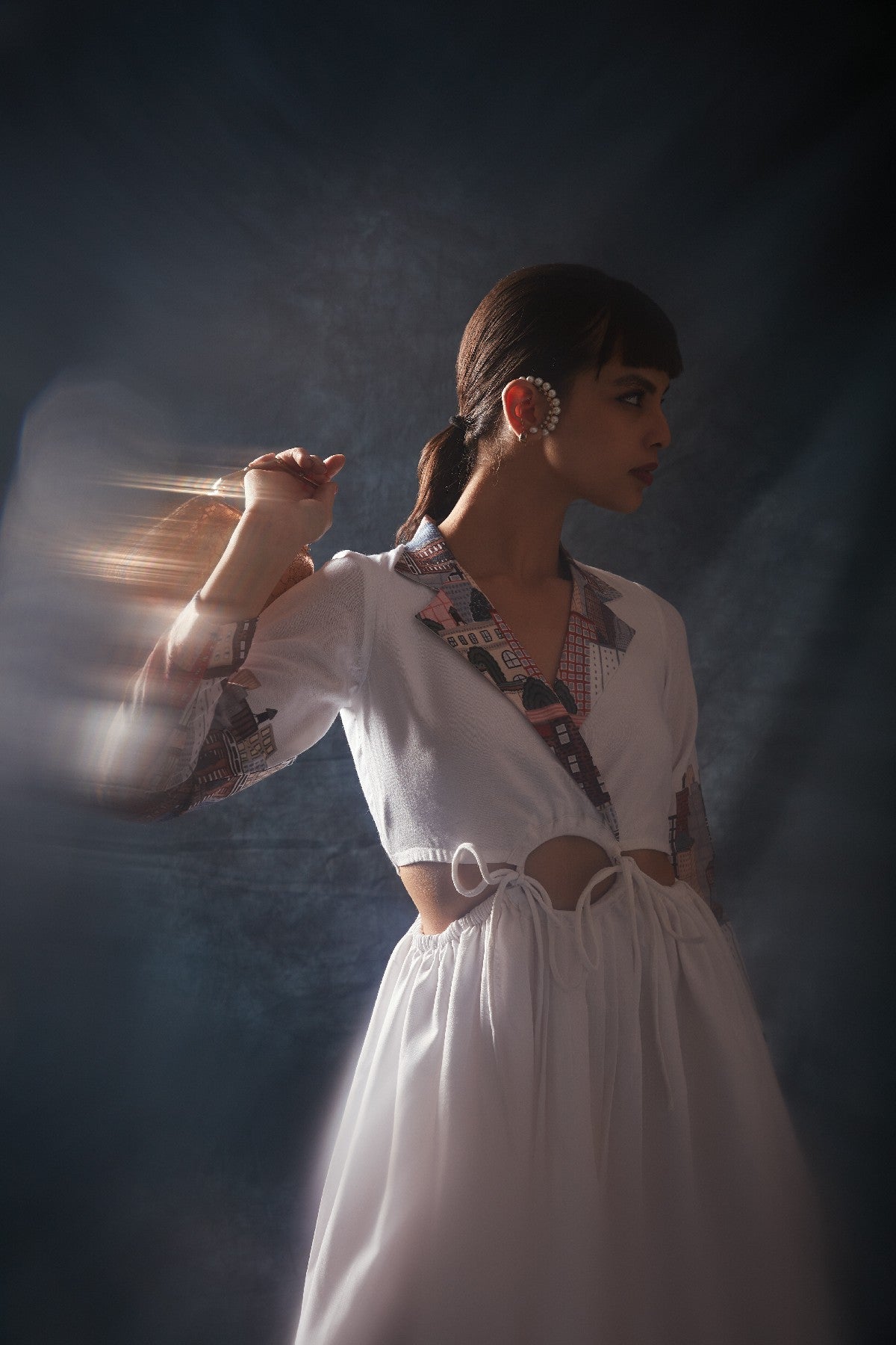 White Printed Linen Maxi Dress – Effortless Elegance in Every Step - ETHNICDEAL