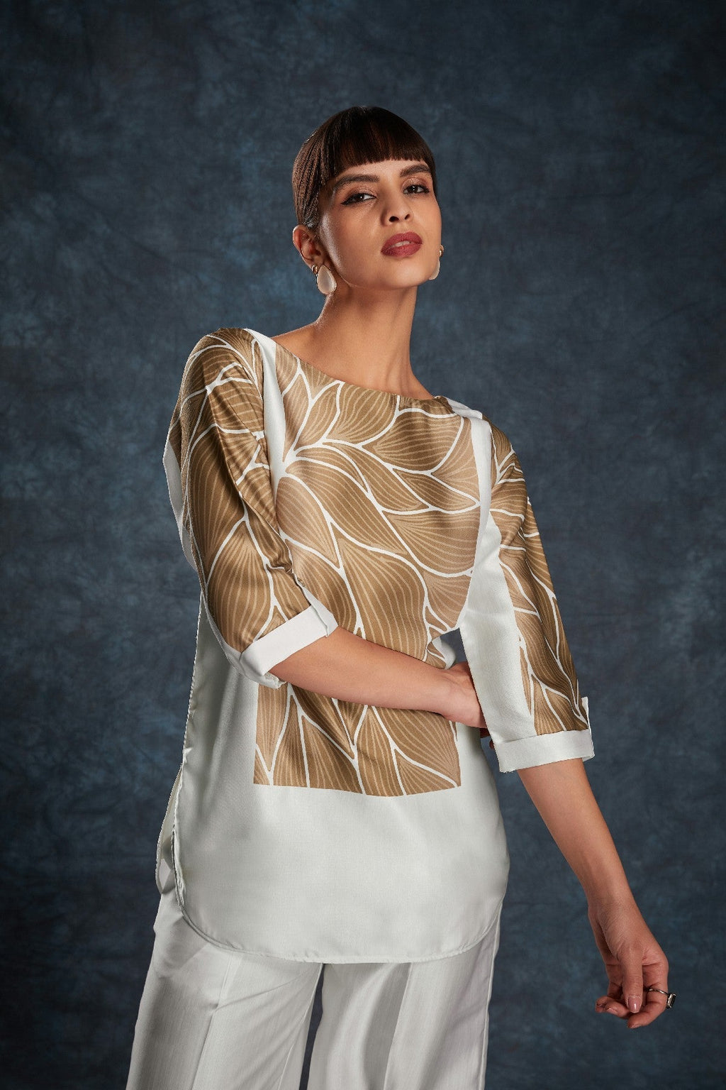 White Printed Linen Satin Co-Ord Set – Minimalist Luxe With  Modern Twist - ETHNICDEAL