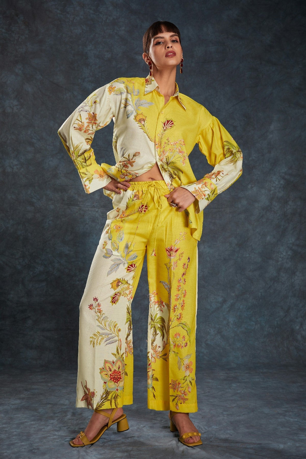 Yellow Printed Linen Co-Ord Set – Chic & Comfortable Everyday Style - ETHNICDEAL