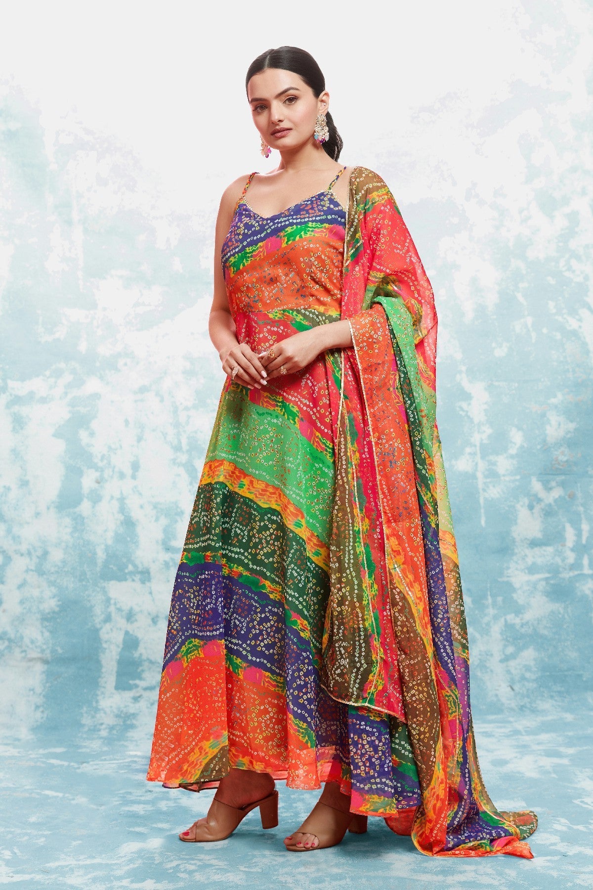Stylish Digital Printed Georgette Gown With Dupatta - ETHNICDEAL