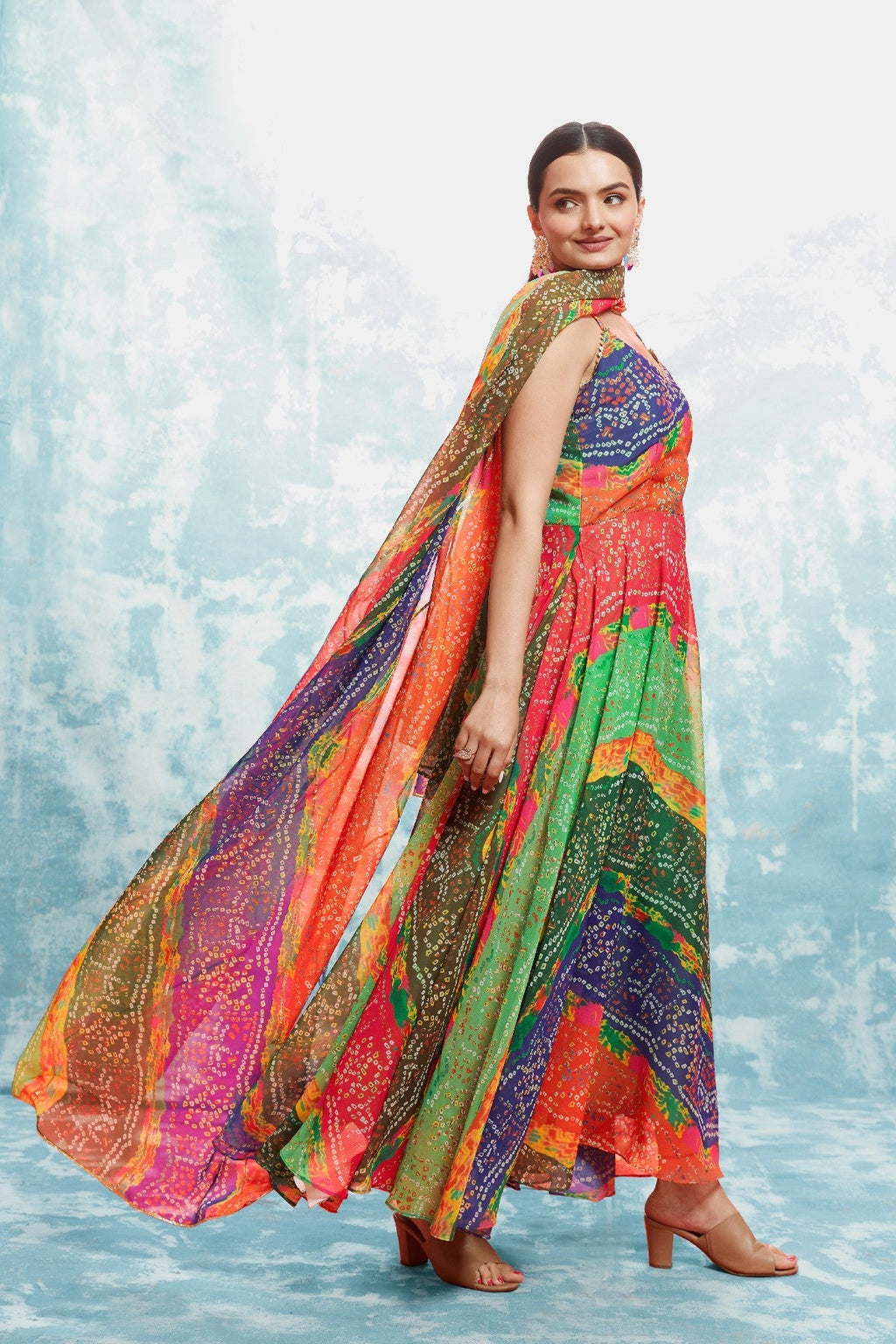 Stylish Digital Printed Georgette Gown With Dupatta - ETHNICDEAL