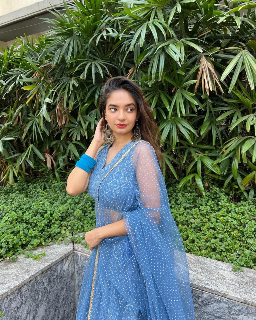 Blue Georgette Lehenga With Resham & Sequin Embroidery - ETHNICDEAL