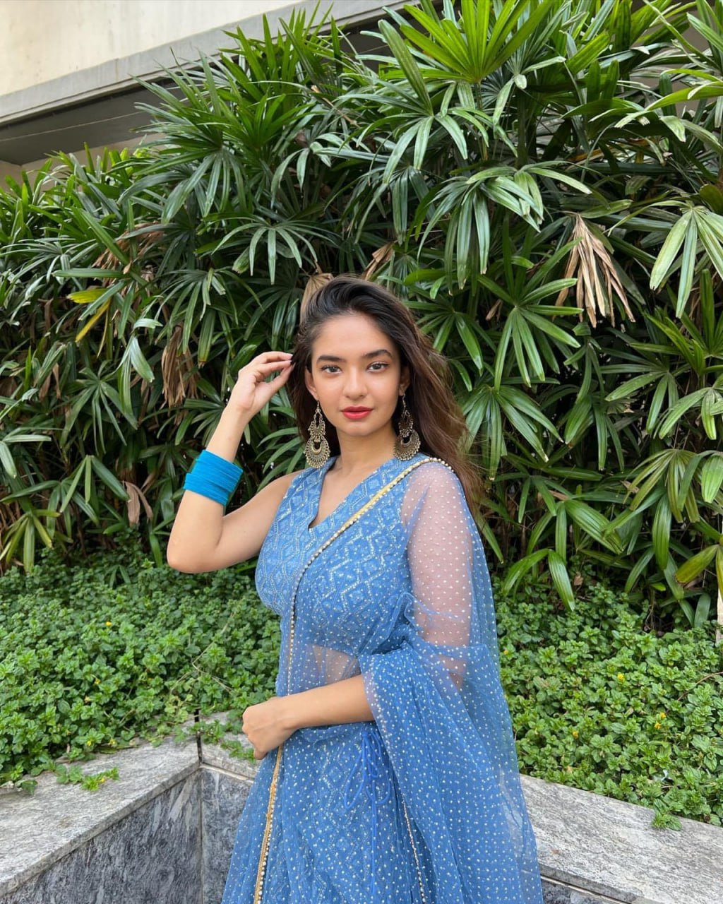 Blue Georgette Lehenga With Resham & Sequin Embroidery - ETHNICDEAL