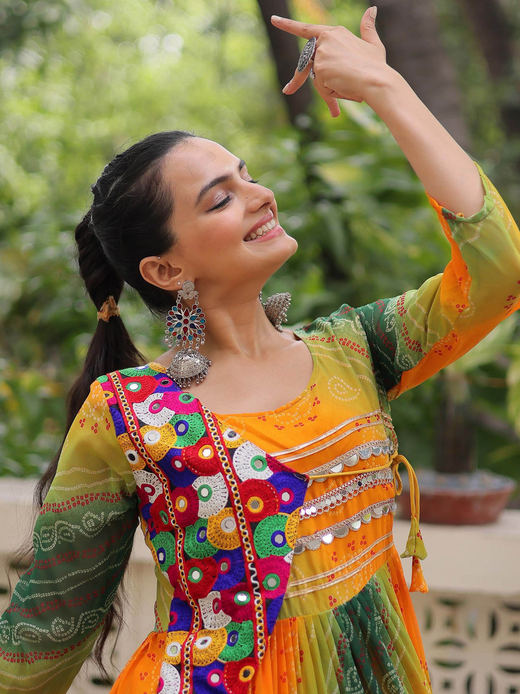 Timeless Yellow Leheriya Printed Georgette Traditional Gown