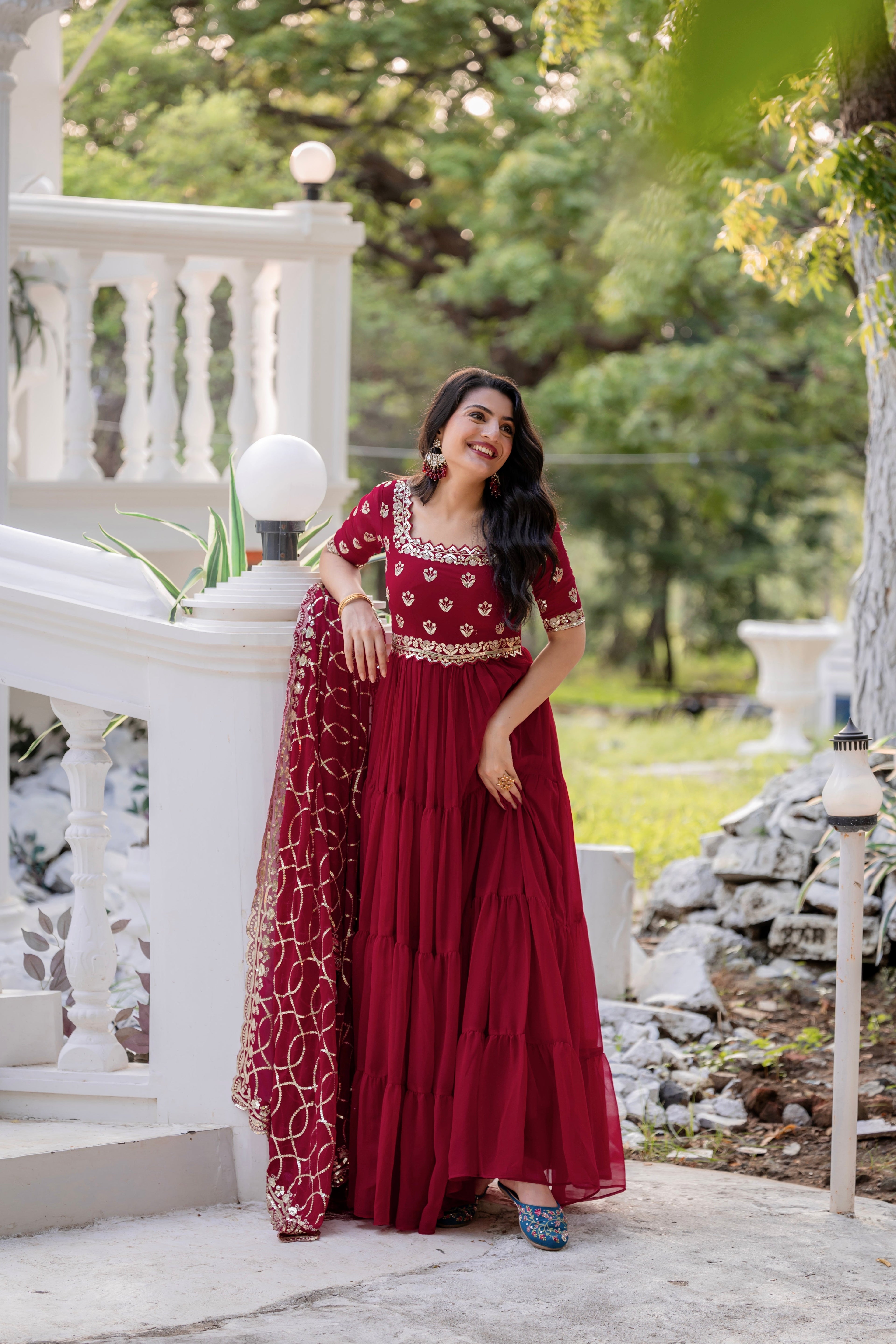 Magnificent Georgette Intricate Sequins Embroidered Suit - Ethnicwish